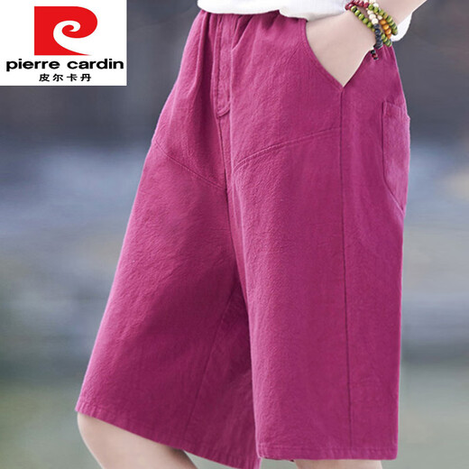 皮尔卡丹（pierre cardin）棉麻短裤女装夏新款高腰显瘦五分阔腿裤百搭休闲 深灰色-松紧腰-七分裤-829款 S 建议95内斤