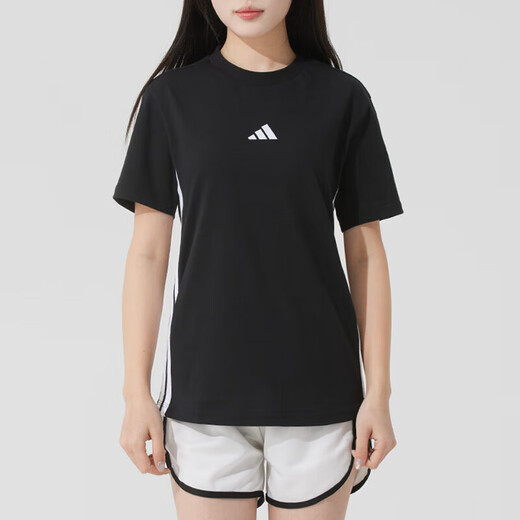 
Adidas women's sports suit 25 summer new three-stripe breathable short-sleeved T-shirt loose five-quarter pants shorts two-piece set JD0846+JE1309 L