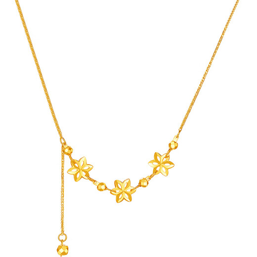 Saturday Blessing Yellow 18K Gold Necklace Star Flower Tassel Necklace Birthday Gift C0621043 40+5cm