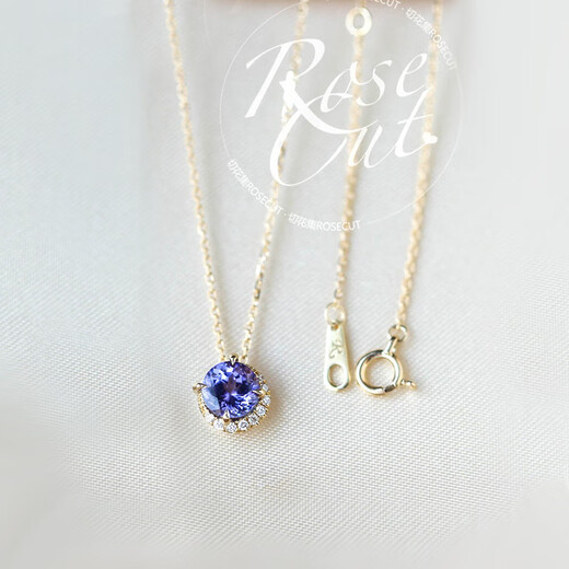 Fat Donglai quality tanzanite necklace Japanese 18K gold light luxury amethyst Akado pendant natural tanzanite necklace