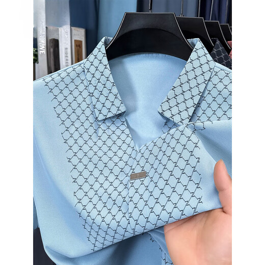 GY goldlion Jinlilai summer new scissor collar short-sleeved T-shirt for men for business casual skin-friendly comfortable and relaxed versatile half-sleeved WSTB/759 gray-green short-sleeved T-shirt L 115-135Jin [Jin equals 0.5 kg]
