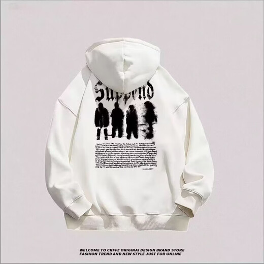 American pure cotton hooded sweatshirt for men in autumn and winter, loose heavyweight velvet thickened autumn and winter oversize jacket trendy brand gray 3201 velvet L 100-120Jin Jin equals 0.5 kg