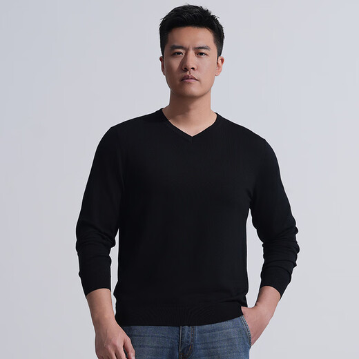 Longya Yinzhi Yunrong Merino wool round neck/V neck/half turtleneck sweater autumn and winter men's casual top, dark gray (round neck) M 175/96A
