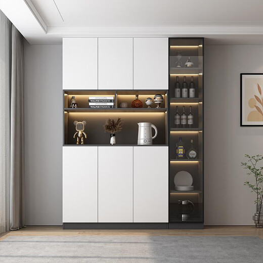 OPPEIN (OPPEIN) PARA BAJO Gabinete de pantalla integrado Moderno de almacenamiento Simple Gabinete de vinos para el gabinete de té Gabinete de almacenamiento Estilo de almacenamiento 15280*40*220 SF Express Instalación