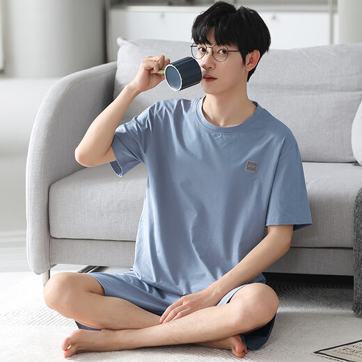 Yalu Modal Summer Pyjamas Herren dünne lose Shortsleeved Shorts für Sommersporthausbekleidungsanzug QDM3519# L