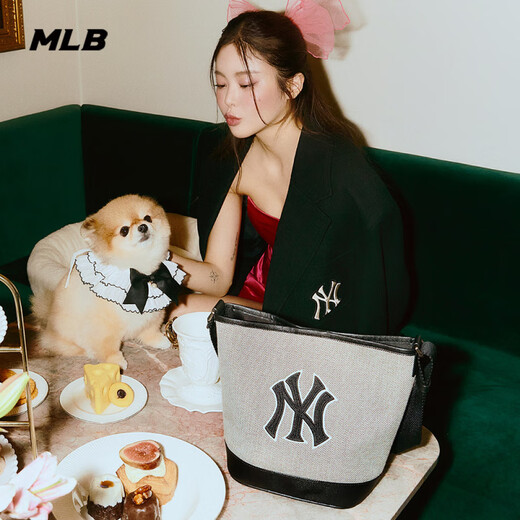 美职棒（MLB）男女情侣水桶包经典斜挎包时尚明星同款休闲百搭BMS07 纽约洋基队_黑色 均码