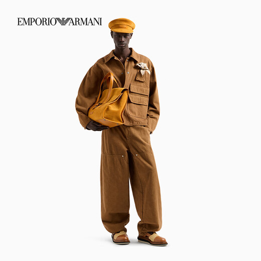 EMPORIO ARMANI/阿玛尼官方旗舰新款男士衬衫领复古运动风夹克外套 U6193-姜黄色 50 (L) (推荐：150-165斤)