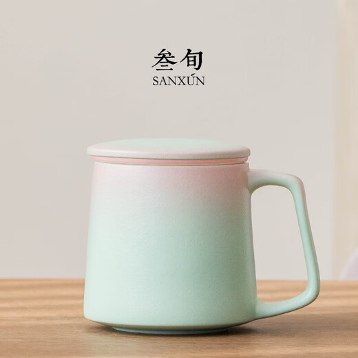 Thirty-year impression tea mug creative ceramic tea water separation with lid office filtered water cup couple cup