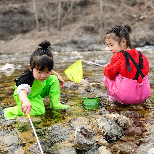 YogelTackle children's play watersuit one-piece waders kindergarten fishing and sea waterproof clothing beach equipment children's fluorescent green overalls Mom's choice Jiji speed delivery 24 _25_ (shoe length 16.5)