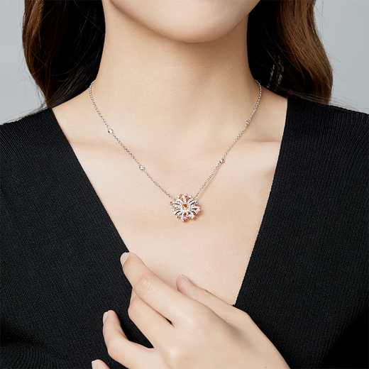 Makino (Muye) MUYE/Makino Colorful Colored Gemstone Yellow Sapphire Jewelry Fireworks Silver Necklace Design Fireworks Necklace
