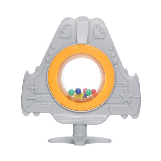 Baby bite molar stick, infant silicone teether, molar teeth fixator, rattle teether, aircraft ring teether, airplane - rattle pink + PP chain anti-fall chain + box