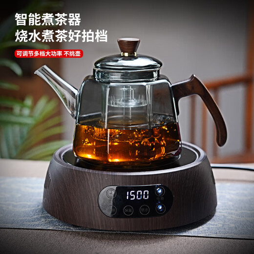 Fully high temperature resistant thickened glass tea kettle large capacity kettle side handle tea kettle household kettle Babao kettle + wooden electric ceramic stove