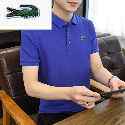 鳄鱼新款polo衫男夏季宽松翻领高端潮体恤休闲商务中青年上装 A6636墨绿 4XL 170-190斤