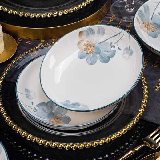 Kangqin underglaze color tableware set bowl for home use 2025 new high-value ceramic bowls, plates, chopsticks, bowls and dishes set for home use Ningxiang 4 people food 16-piece set healthy underglaze color