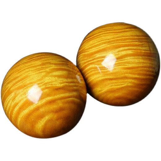 The old version of Fengchengxiang style golden nanmu wood ball solid wood carving handpiece fitness ball play massage ball handpiece handpiece full of water wave golden nanmu ball