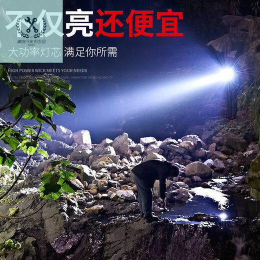 LNGALANDGRE手电筒强光可充电USB户外超亮远射家用应急灯特种兵 充电款X3888万超量VIP7 可变焦圆头侧灯款