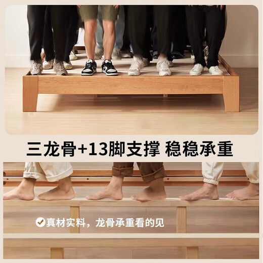 Meilin Xiaozhu solid wood bed pure solid wood 1.5 meters single bed log style master bedroom double bed log single bed 1500mm*2000mm