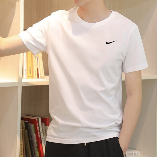 Nike (NIKE) white quick-drying short-sleeved men's ice silk T-shirt breathable thin top White/HV4882-100 L 130-150Jin [Jin equals 0.5 kg]