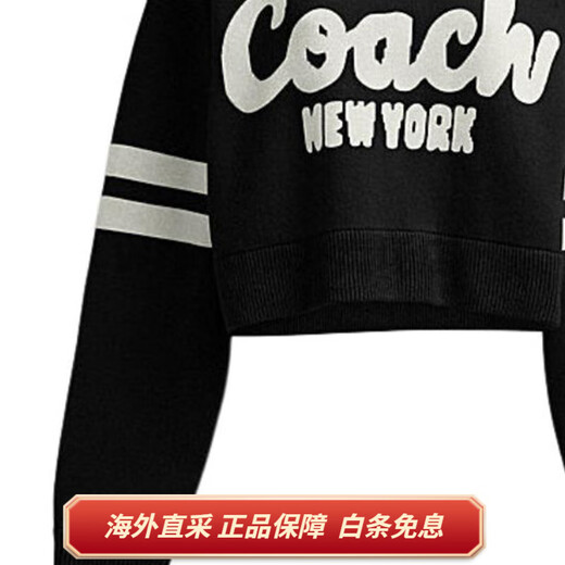 Coach (Coach) SS24 Logo bestickt mit dem runden Nackenpullover kurzer langärmeliger Pullover für Frauen schwarz schwarz m