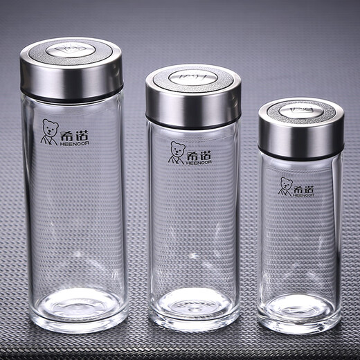 HEENOOR glass cup single-layer tea portable men and women's water cup car-mounted thickened heat-resistant business portable cup 6196-530ml natural ribbon filter original PU