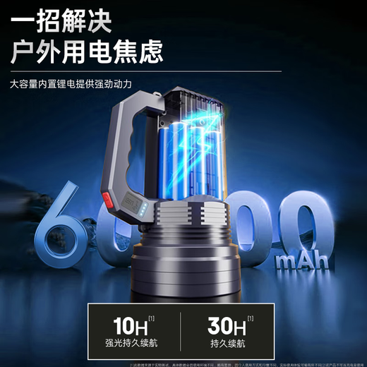 AUX (Aux) Hochlicht Taschenlampe Patrouillenlicht Notfall Patrouille Taschenlampe Hochlicht Ultra langer Batteriefeld Searchlight 9900W+Batterie 30H+Solarladung+Seitenlicht