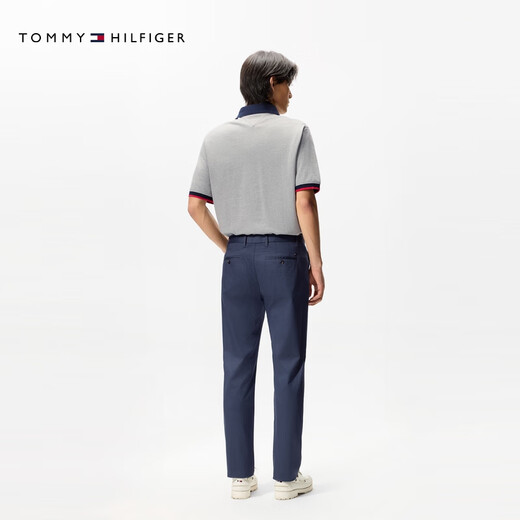 TOMMY HILFIGER男装商务通勤绅士暗纹肌理轻薄微弹直筒西裤长裤休闲裤32067 藏青色DW5 -直筒版-正常拍 34 （2.7尺）