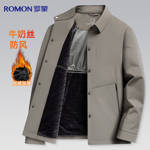 Romon velvet thickening jacket men's autumn and winter business casual executive lapel dad work jacket cotton jacket