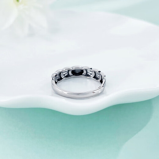 Laofu gold platinum ring pt950 electric black gold imitation gemstone oval ring for men as a birthday gift for boyfriend and husband, about 3.32g