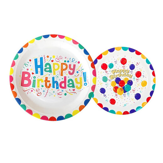 Jingxianju Disposable Dinner Plate Children's Birthday Tableware Birthday Scene Layout Plate Party Set Party Cartoon Plate (7-inch Dinner Plate + 9-inch Dinner Plate + Paper Cup) 10 pcs each