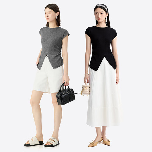 Respiración profunda respiración profunda para mujeres pequeñas mangas voladoras de cuello redondo de mujer Sweater de tenis de tenis A301972 Negro M (3)