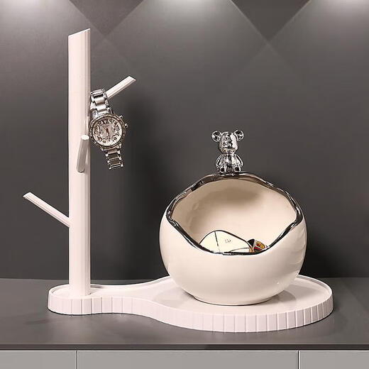 SANQIHU Internet Celebrity Love Bear Porch Key Storage Ornaments Entrance Door Gabinete de calzado Decoración del hogar Luxury Moving to A New Home Swan Par White 693