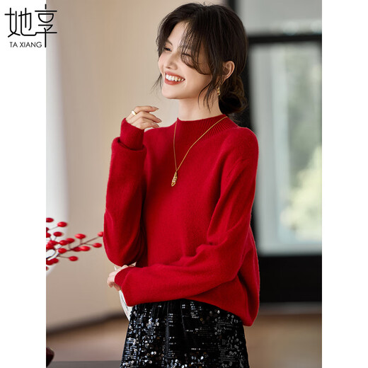 She enjoys half turtleneck 100% pure woolen sweater women's sweater bottoming shirt autumn and winter warm top recommended 100-130Jin Jin equals 0.5 kg