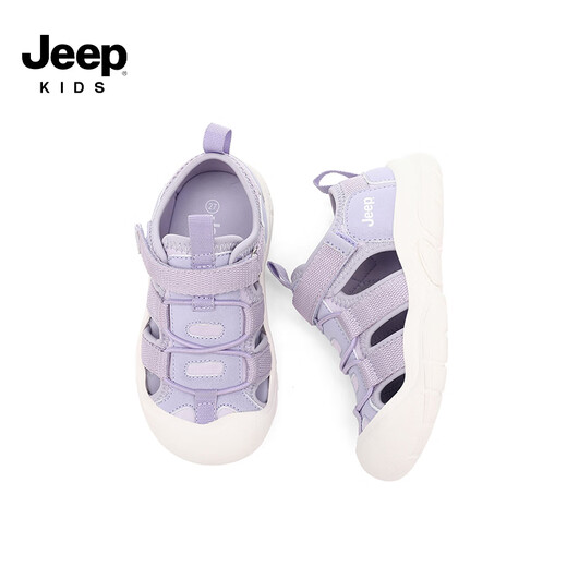 Jeep children's sandals, outdoor boys' breathable river-tracing shoes, 2025 summer new girls' non-slip toe beach shoes, purple 29, inner length of the shoes is about 17.6cm