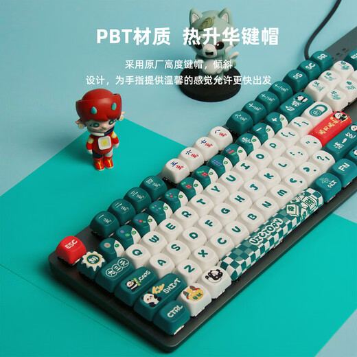 Logitech K845 Gundam Customized Kabried Mechanical Keyboard Green und Black Tea Shaft Office Game E-Sports Desktop Computer K845+Blau und weiße Schlüsselcap (Zero Machine) Teewelle- [Game Office-Verwendung]