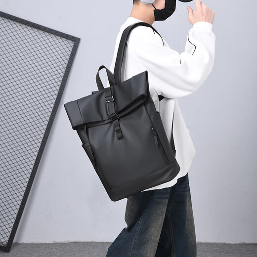 Neue Modetrendy große Kapazität wasserdichtes Rucksack Rucksack Einfacher Freizeitcomputerbeutel Student Reisetasche Rucksack Schwarz Schwarz