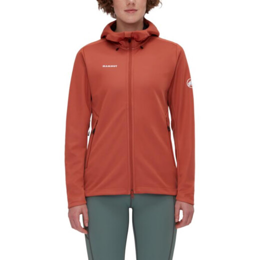 Mammoth (MAMMUT) pattern printed hooded zipper fit long sleeve jacket jacket for women orange orange XS