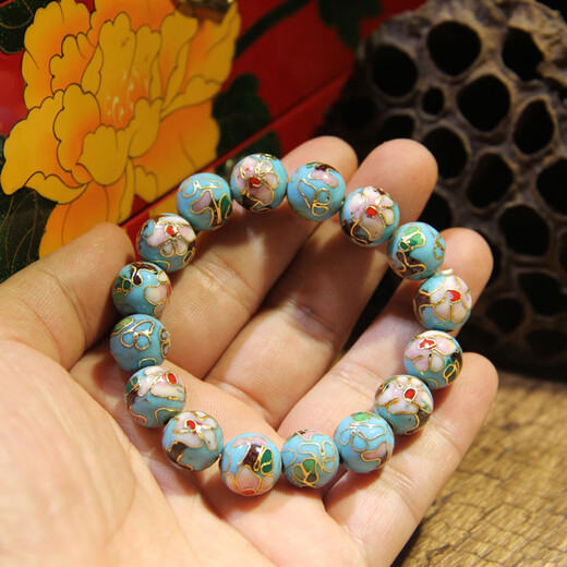 Mu Huanshun Beijing cloisonné polished bracelet bracelet copper tire cloisonné enamel old goods DIY jewelry collection gift beads diameter 1.2cm (yellow)