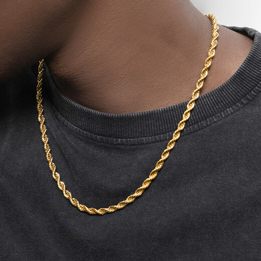 Fat Donglai same style 18k gold necklace men's GRGR shorttwistchain gold twist chain 18K gold necklace gold 4mm45cm