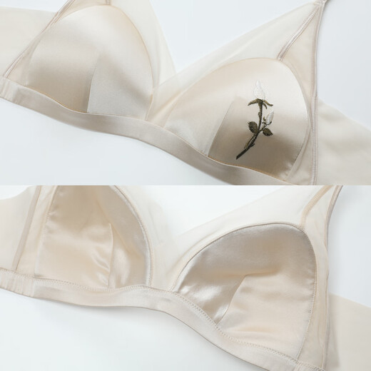 Embry's counter new product mesh splicing mulberry silk triangle cup underwear women's French thin bra EB00991 silk original color SBG XL