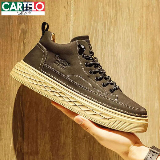 Cartell High Top Herrenschuhe Sommer Casual Board Schuhe 2025 Neue echte Lederschuhe Herren Martin Boots WQ9920-E Schwarz 39