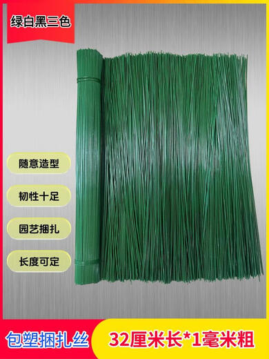 甜苗苗包塑铁丝防锈细铁丝捆扎丝地暖专用绑丝园艺捆绑软丝造型扎线扎带 绿色32厘米长1.1粗1箱约14666根