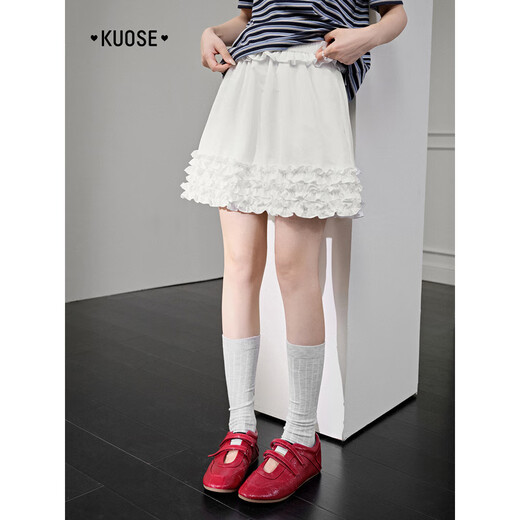 Breite Farbe (Kuose) Weißer Spitzenkuchenrock ein Linie Rock kleiner kurzer Rock 25 Sommer schöner Rock Neue Stil Frauen Weiß S