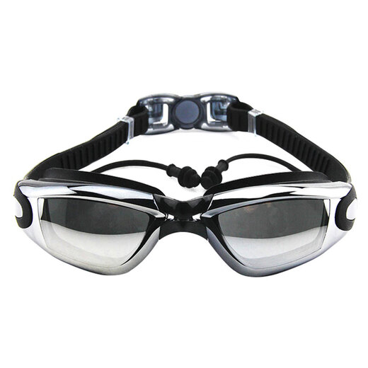 Shimeijia swimming goggles for men and women, anti-fog high-definition large-frame swimming goggles, fashionable electroplated adult swimming goggles, universal one-piece earplugs, 8016D cool black coating