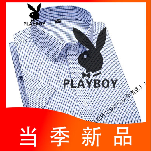 花花公子（PLAYBOY）夏季白色冰丝短袖衬衫男薄款条纹中年爸爸休闲正装免烫衬衣 DX6626 44