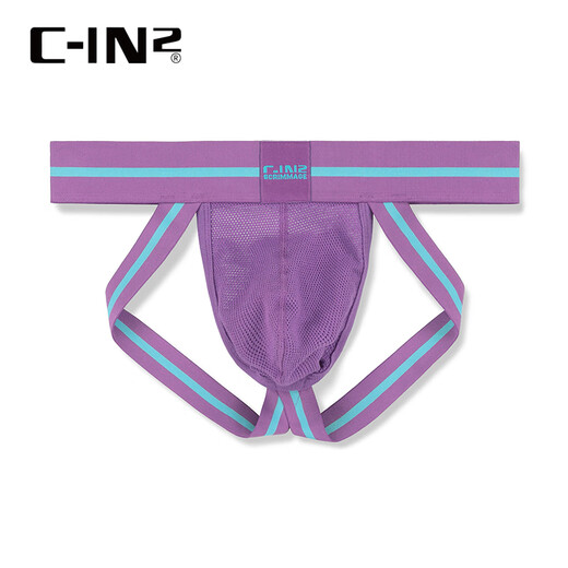 C-IN2 summer new men's mesh sports butt-exposed sexy U-convex low-waisted double thong pants for men 6825RT purple 505- 1 piece S suitable for 2 feet 1-2 feet 3 waist (28-30 size)
