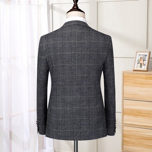 Skaro British retro traje a cuadros a cuadros de tres piezas Traje formal delgado de su traje de boda Hands Groom Groom [traje + pantalones + camisa + chaleco] S 165
