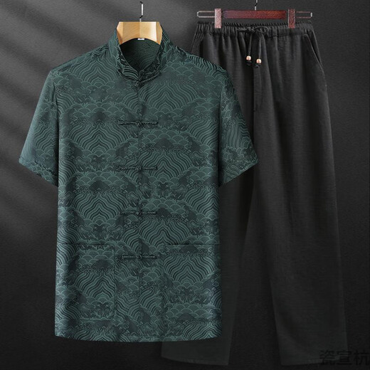
SMVP Tang suit summer mulberry silk men's suit silk middle-aged and elderly short-sleeved thin shirt cotton dad summer suit grandpa China wine red top average size 3890-100Jin [Jin equals 0.5 kg]