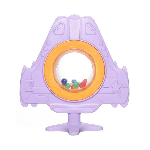 Baby bite molar stick, infant silicone teether, molar teeth fixator, rattle teether, aircraft ring teether, airplane - rattle pink + PP chain anti-fall chain + box