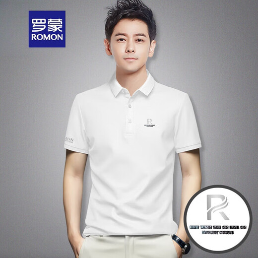 ROMON (ROMON) new short-sleeved T-shirt for men's summer half-sleeved polo base shirt for middle-aged and young business casual classic lapel fashion model lapel short * sleeve 22#xsx9209 white M90120Jin [Jin equals 0.5 kg]