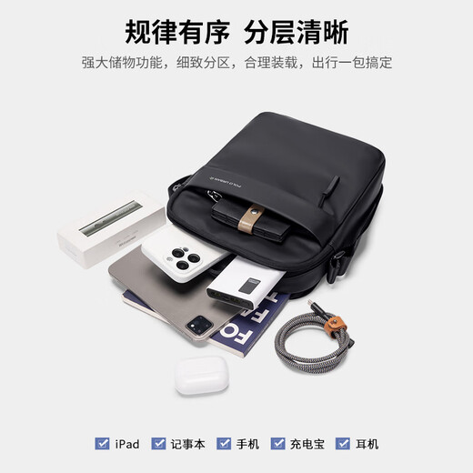 POLO单肩包男士多功能斜挎包男8.3英寸iPad包男竖款手机包男运动挎包